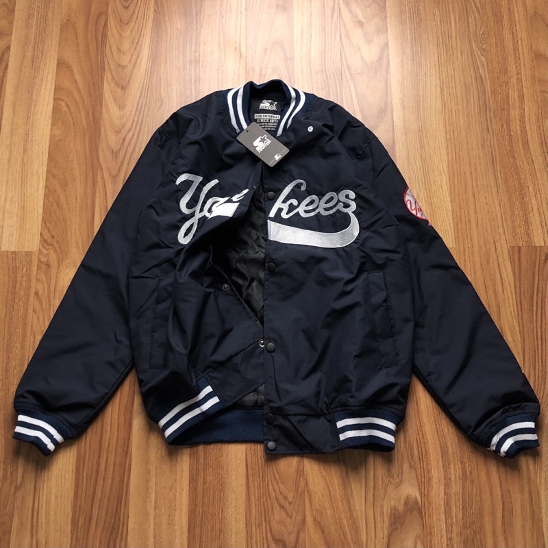 JAKET VARSITY YANKES TEKS BORDIR NAVY