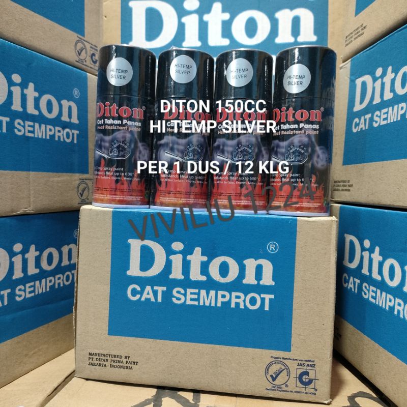 Pilok Cat Diton Hi Temp Silver Per 1 Dus / 12 Klg Hi Temp Silver Cat Anti Panas Tahan Panas 150cc Harga Per 1 Dus (12) Cat Semprot Diton 150cc Pilok Diton Pilox Diton Cat Diton 150cc