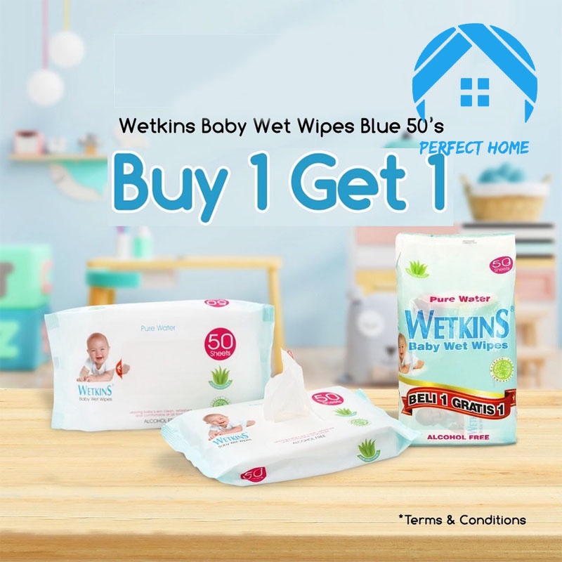 tissue basah wetkins baby beli 1 gratis 1   wet wipes buy 1 get 1  perfecthome 