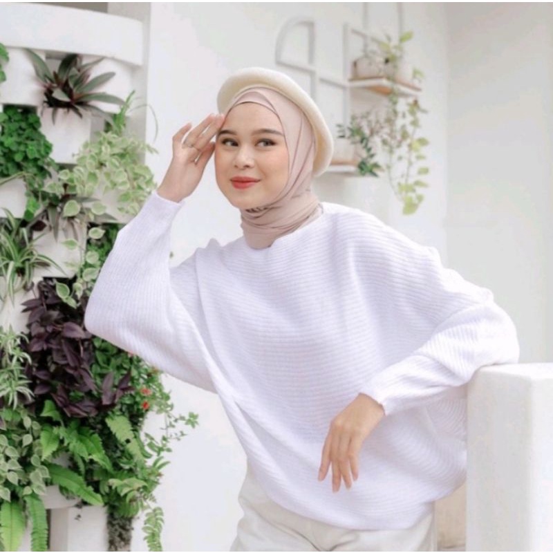 Batwing lasperal blouse // Batwing rajut (bahan tebal) rajut blouse