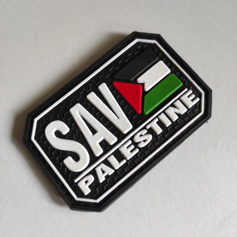 PATCH RUBBER LOGO SAVE PALESTINE/TEMPELAN EMBLEM KARET VELCRO PALESTINA