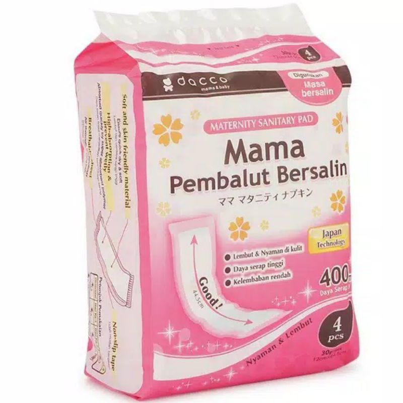 Dacco _ Mama Pembalut Bersalin Isi 4pcs / Pembalut melahirkan / perlengkapan ibu melahirkan