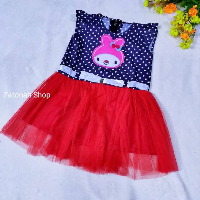 Dress anak cewek 1 2 tahun baju anak perempuan lucu tutu tile ( dress tutul tutu )