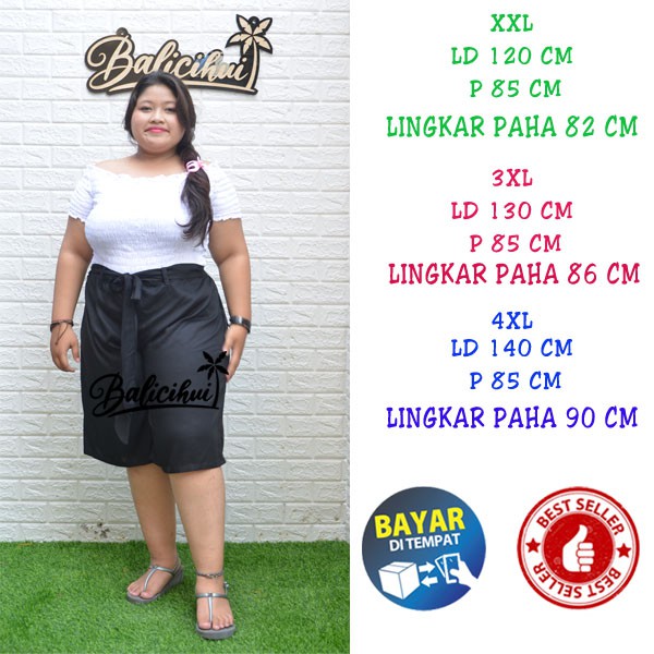 Balicihui Celana 3/4 Jumbo Celana Tanggung Wanita Celana Wanita Celana Big Size Celana Plus Size