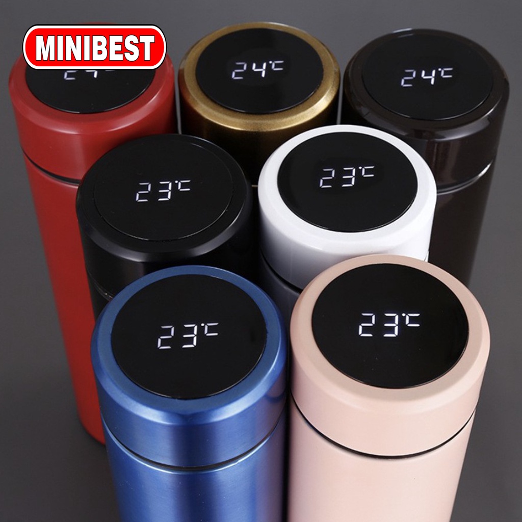 Minibest Termos Led Digital Display Suhu Temperatur Warna Doff Karet 500ml Tahan Panas Dingin Lama