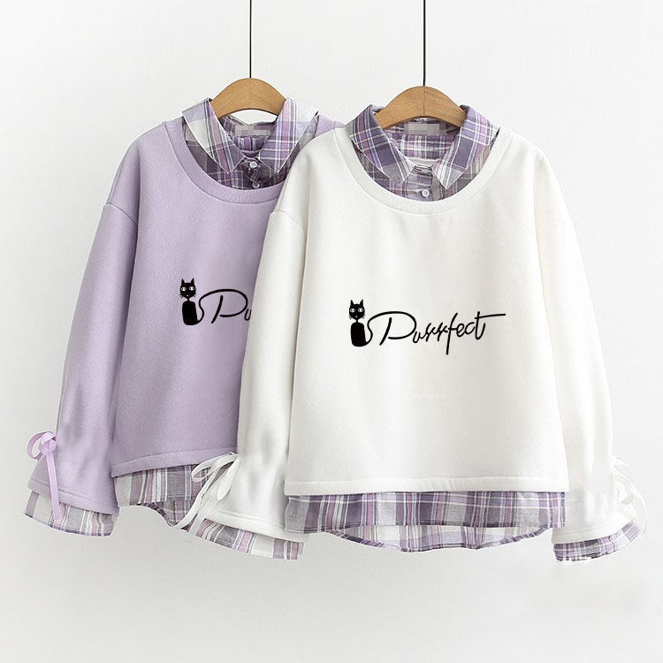 This year's most popular shirt collar Plush sweater for female high school students in early autumn