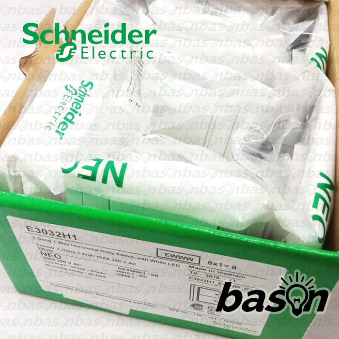 Schneider NEO HORIZONTAL 2 Gang 1 Way - Saklar 2 Tombol 1 Arah dengan lampu indikator