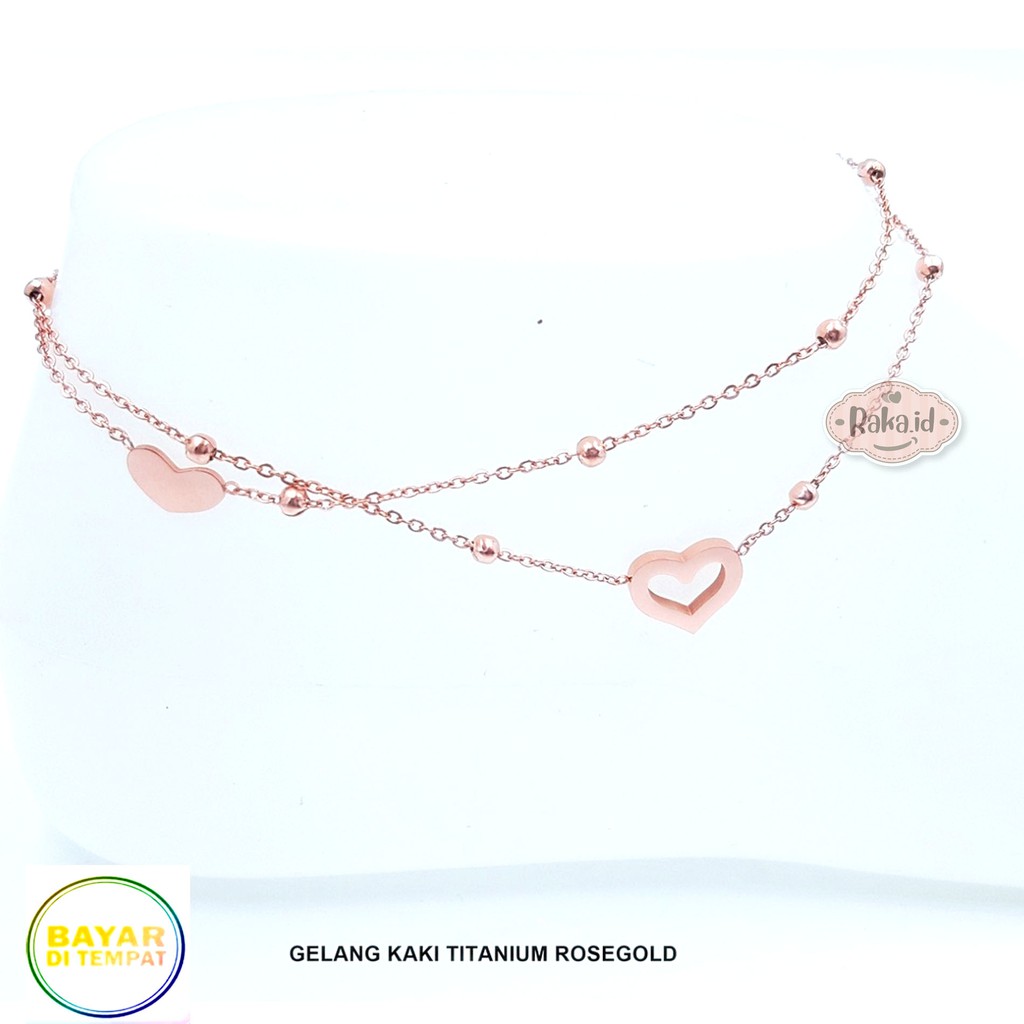 Raka Acc - Gelang Kaki TITANIUM Love Biji Lada Perhiasan Wanita Menawan Lapis Emas 18k 560