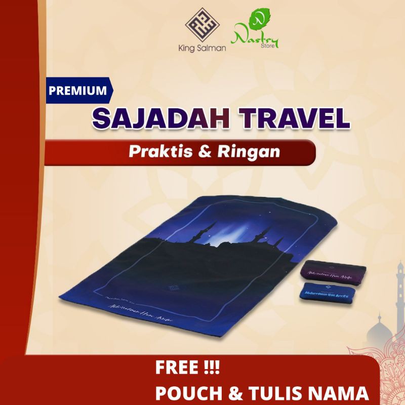 Sajadah Travel Premium King Salman Custom Nama - Sajadah Lipat Sajadah Saku Traveling