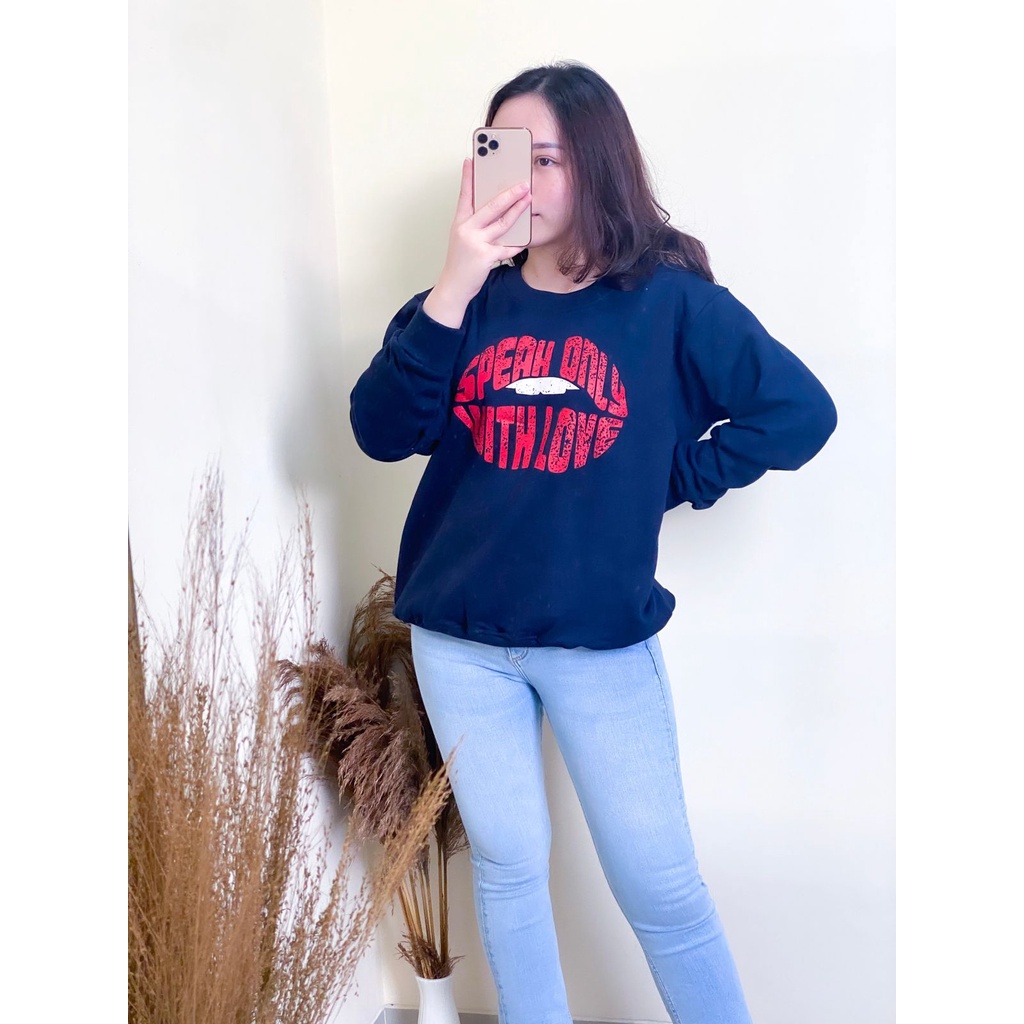 Sweater Crewneck Unisex Lengan Panjang Bahan Cotton Fleece Premium