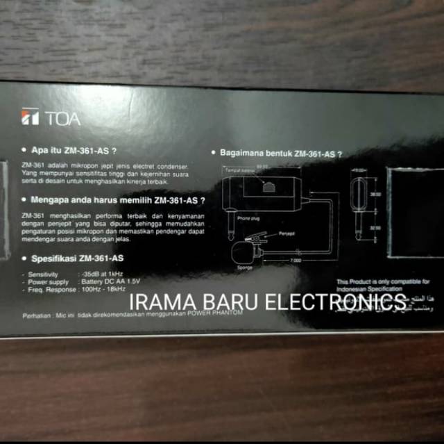 (NON COD) Mic TOA ZM-361 AS JEPIT CLIP ON PLUS BATRE