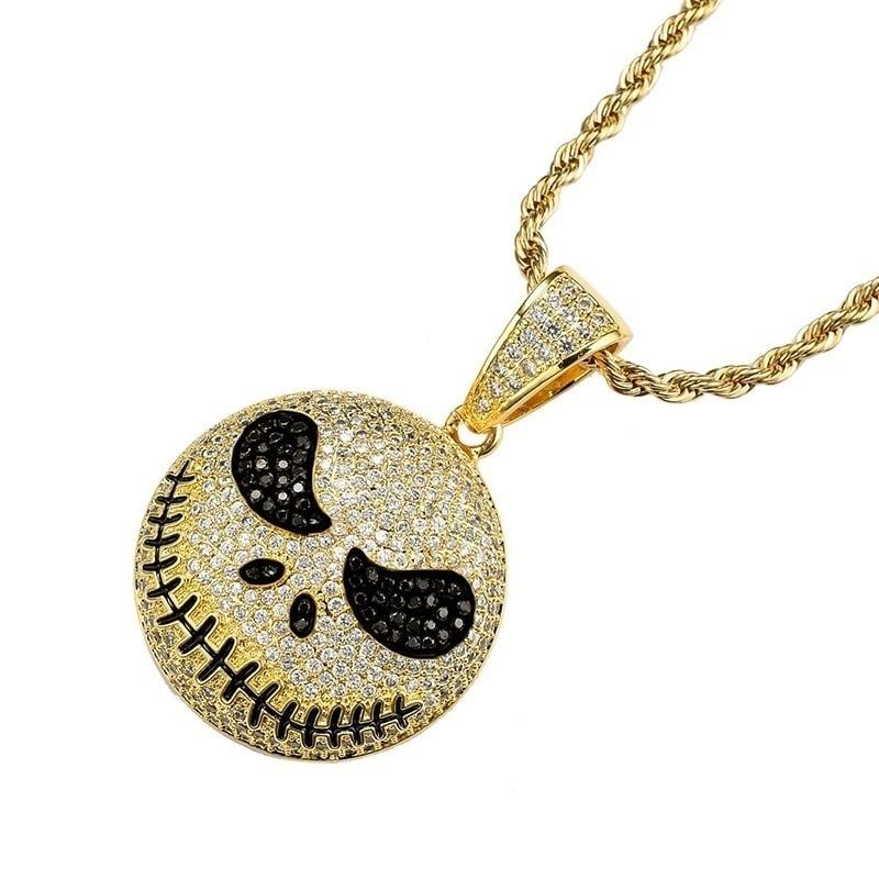 Kalung Liontin Natal Bahan Zircon Gaya Hip Hop Rock Untuk Pria