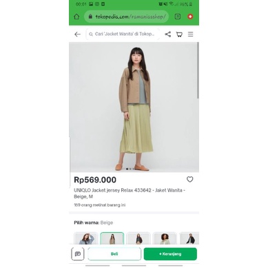 jaket jersey relax uniqlo original