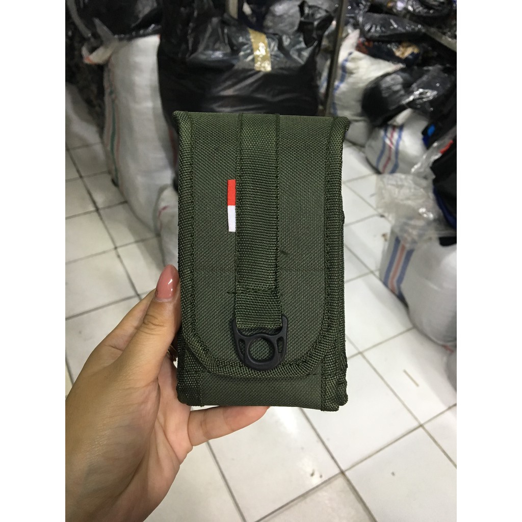 Sarung HP Kanvas Double Tumpuk - Tempat HP Casing HP Army Double