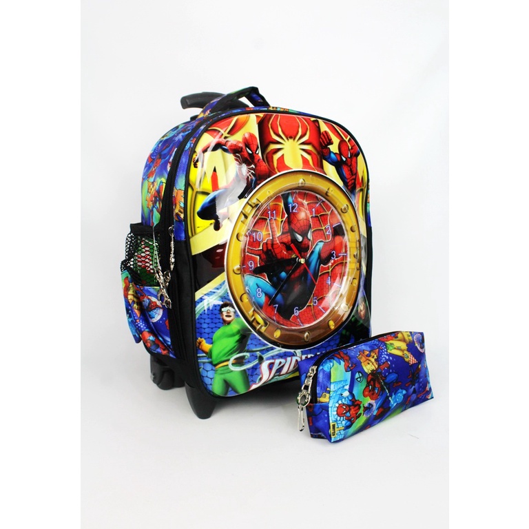 Tas Troli Tas Trolley Tas Anak TK Tas Anak SD Cowok Motif Spidermen Free Kotak Pensil