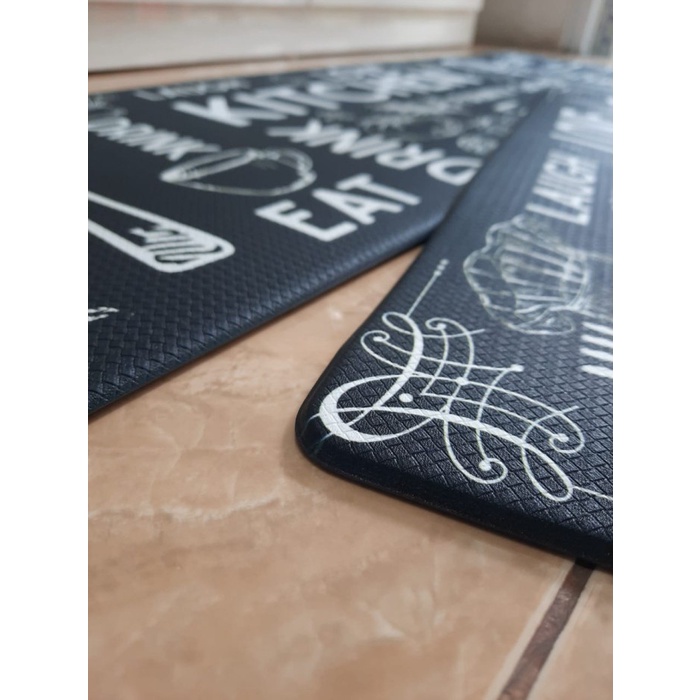 Exclusive Kitchen Mat 2 in 1 Keset Dapur Anti Slip Kitchen Black-3