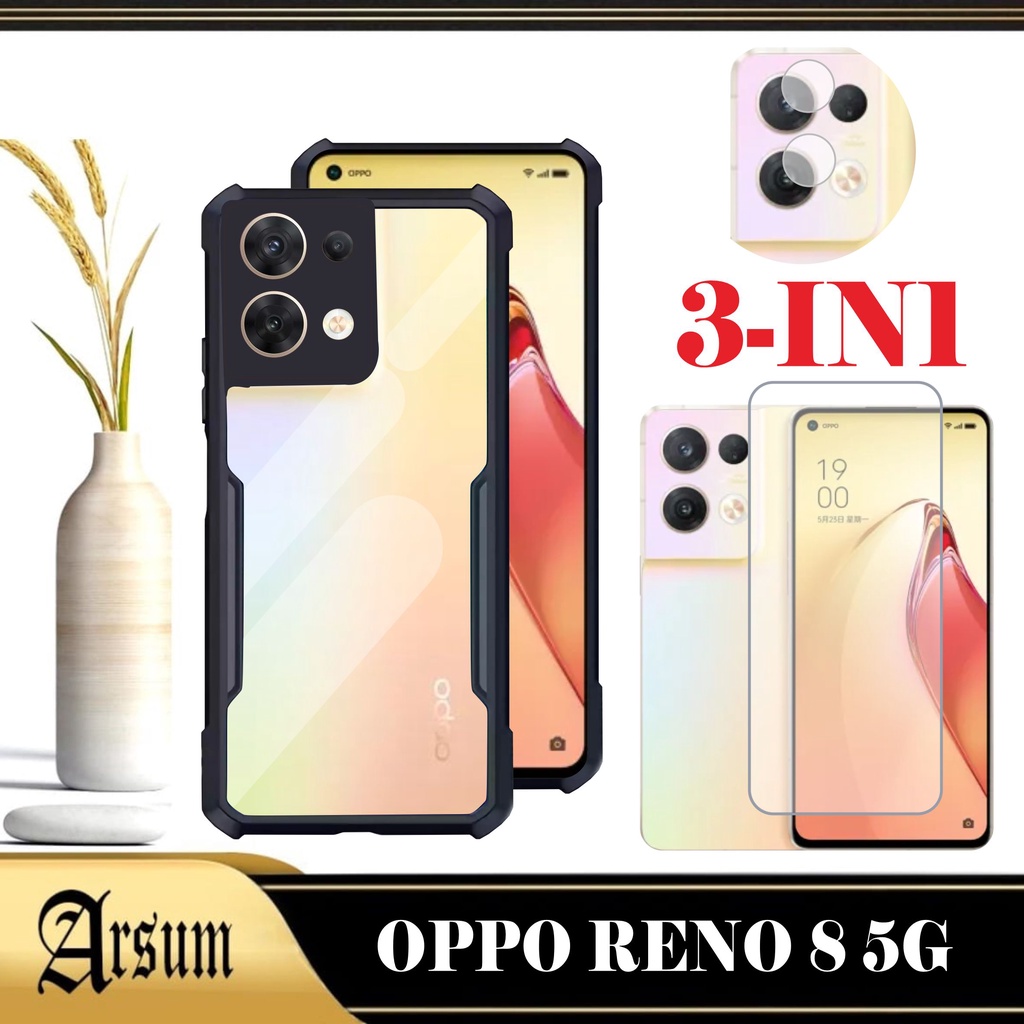PROMO Case OPPO RENO 8 5G 2022 Transparan Softcase Casing OPPO RENO 8 5G 2022 Paket 3IN1