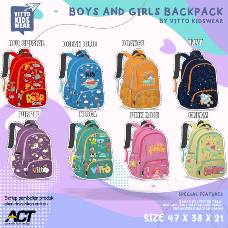 BOYS & GIRL BACKPACK VITTO EXPLORE by Vitto Kids Wear