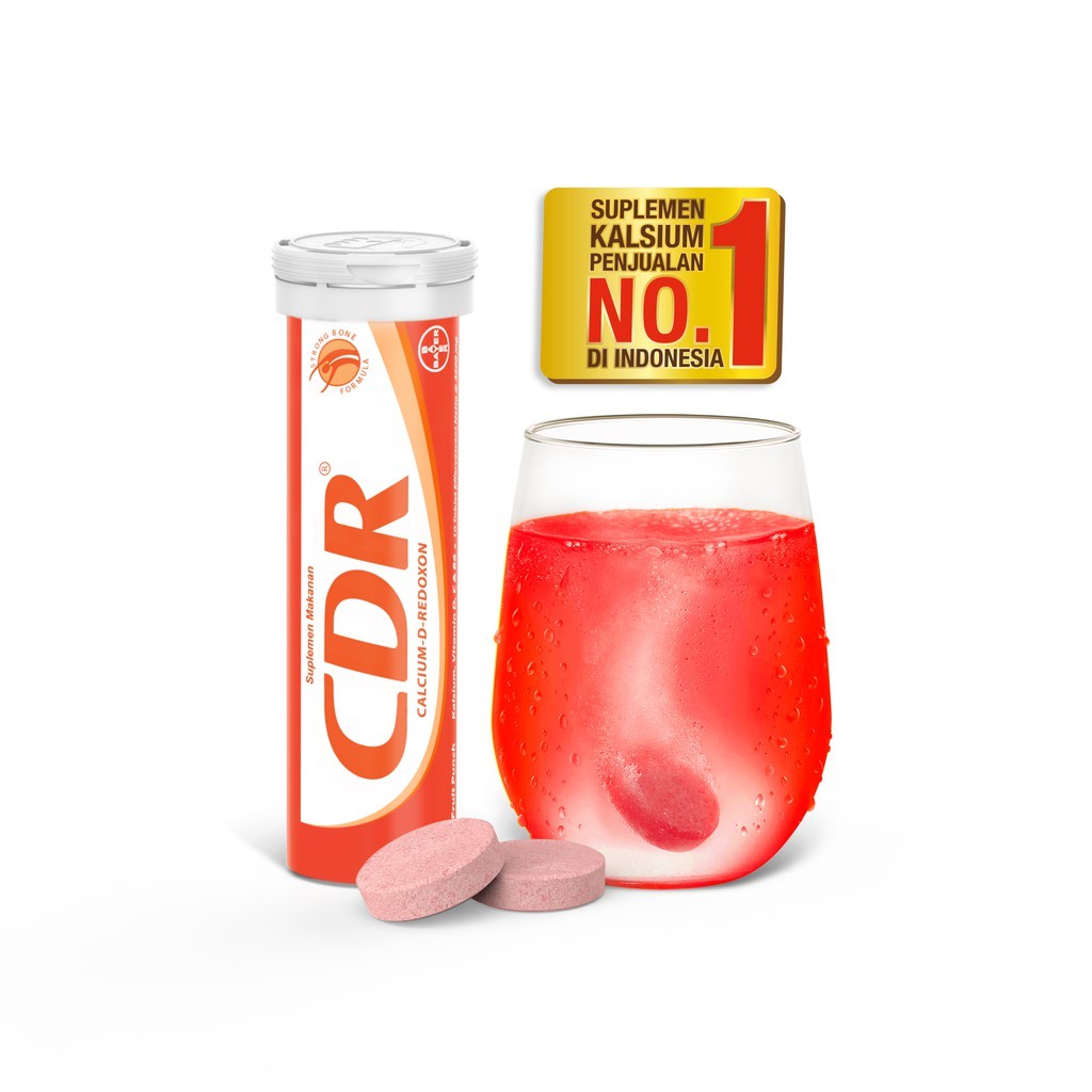 CDR Redoxon Berocca Fortos Suplemen Kalsium Rasa Jeruk / Fruit Punch 10 Tablet