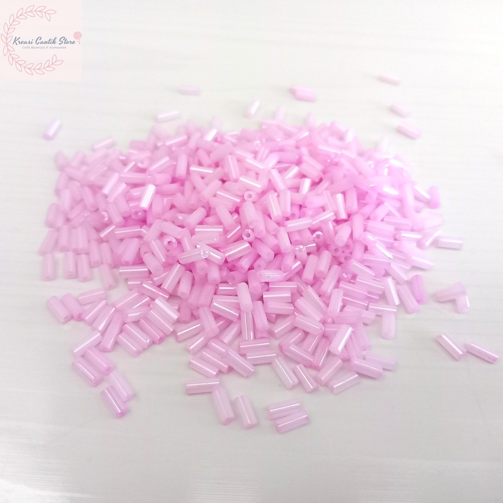 Manik-Manik / Payet Bambu / Mote Pasir Bambu Warna - Pink Soft