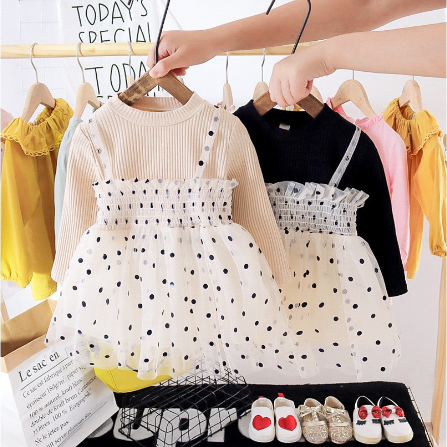 Dress bayi/baju dress anak / pakaian bayi anak perempuan dengan tutu motif polkadot kualitas premium