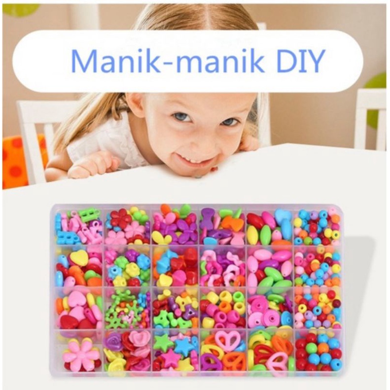 MAINAN ANAK EDUKASI MENTHOSARI BOX MERONCE 24 SEKAT KREASI KERAJINAN BUAT GELANG KALUNG ANAK KADO UL