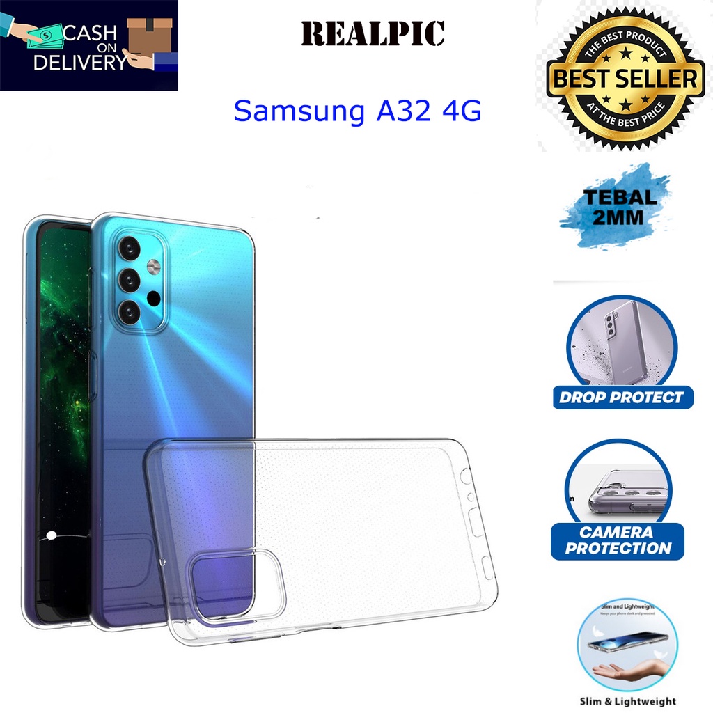 Case Samsung Galaxy A32 4G Casing Clear HD KETEBALAN 2MM BENING TRANSPARAN TPU Premium Softcase