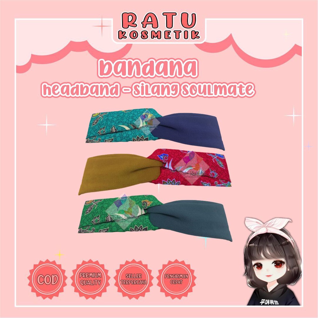 ❤ RATU ❤ Bandana Headband Silang Soulmate Chibi | Daleman Jilbab | Bando Kain Korea