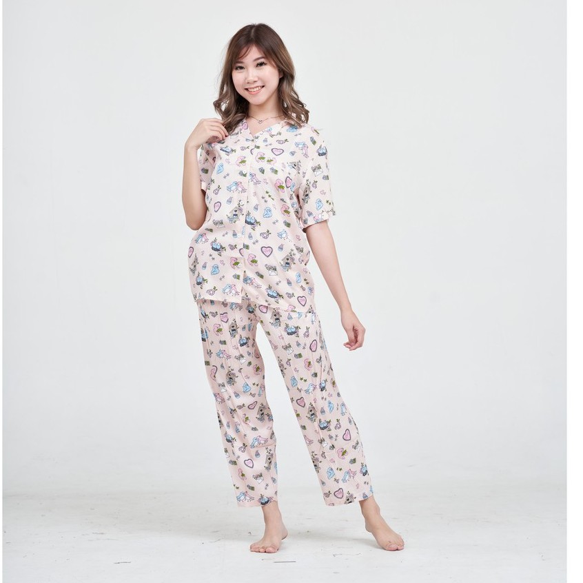 IZANY Piyama CP allsize One Set Rayon Import / Daily Set / Tie dye-BIRD PEACH