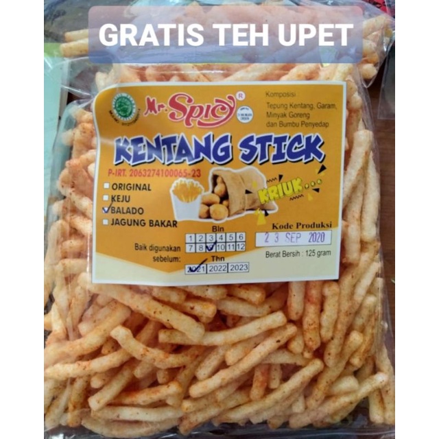 

CEMILAN / SNACK KENTANG STICK RASA BALADO 125 GRAM