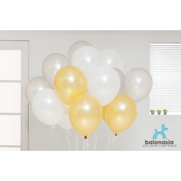 Balon Latex Metalik Mix 30 pcs (gold, silver, putih)