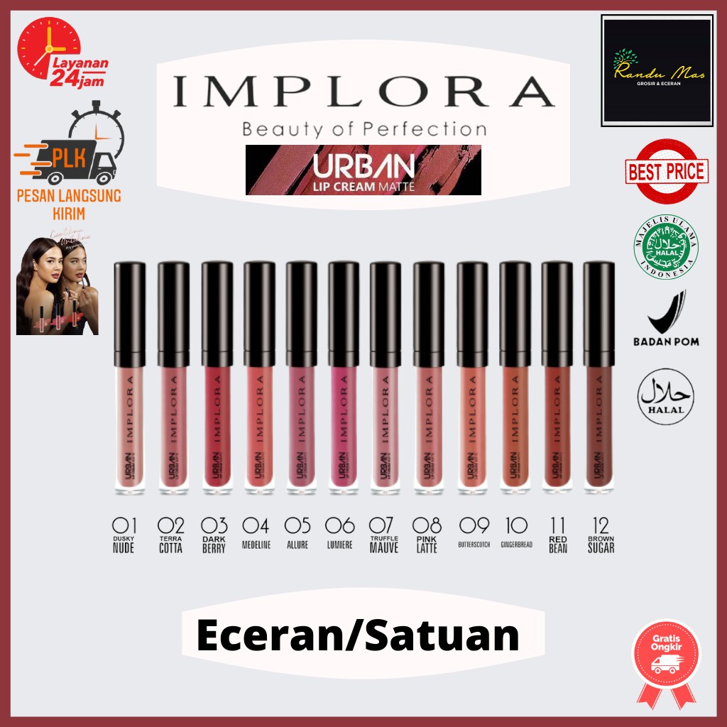 Implora Urban Lip Cream Matte Long Lasting Waterproof Original Bpom Halal Murah