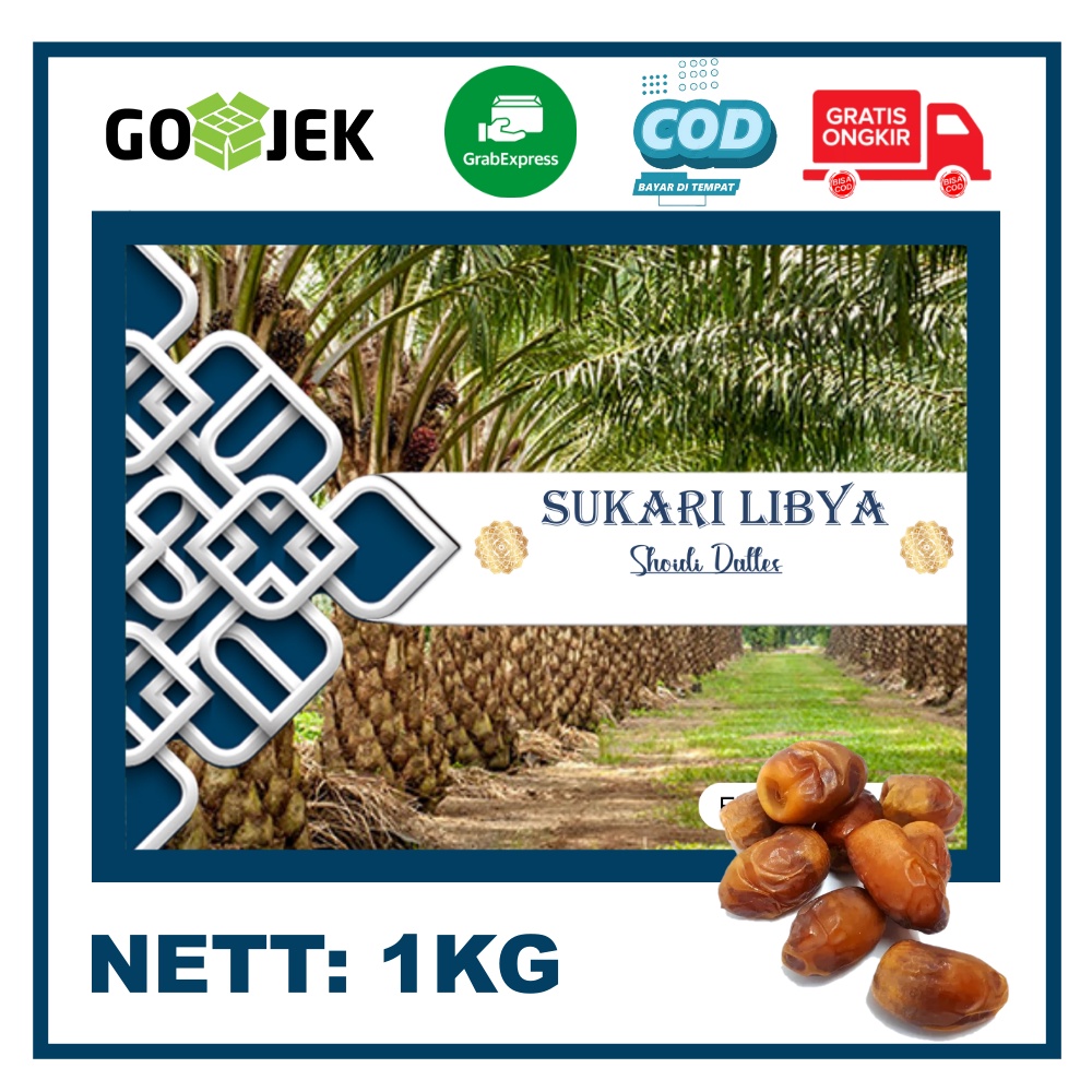 

KURMA SUKARI LIBYA 1KG / KURMA SHOIDI /SUKARI SOHIDI (FREE BOX MIKA)/DUS