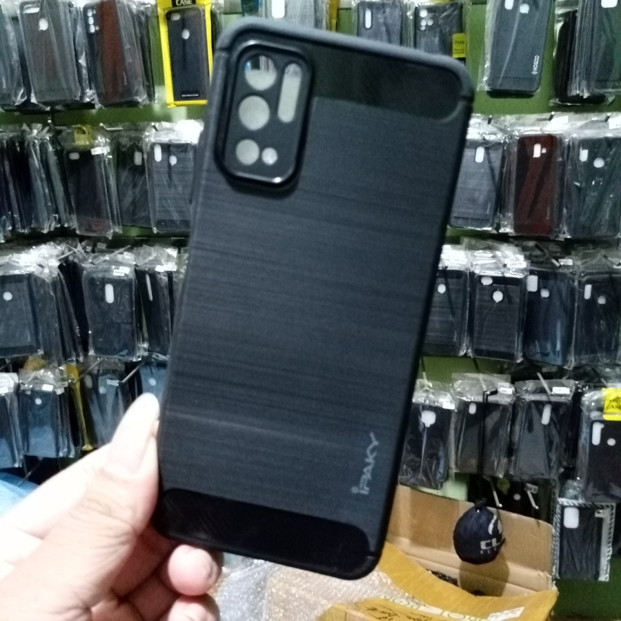 XIAOMI POCOPHONE POCO F1 POCO M3 PRO POCO M3 CASE IPAKY CARBON SOFTCASE SILIKON HITAM KARBON CASING 