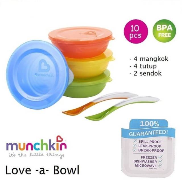 MUNCHKIN Love A Bowl Baby Feeding Set  Mangkok Sendok Bayi