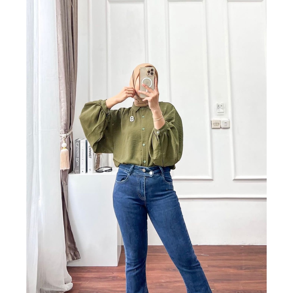 1KG MUAT 5PCS | GEMPITA BLOUSE SHIRT TOP FULL KANCING AIRFLOW CRINKLE HITS OOTD FASHION WANITA