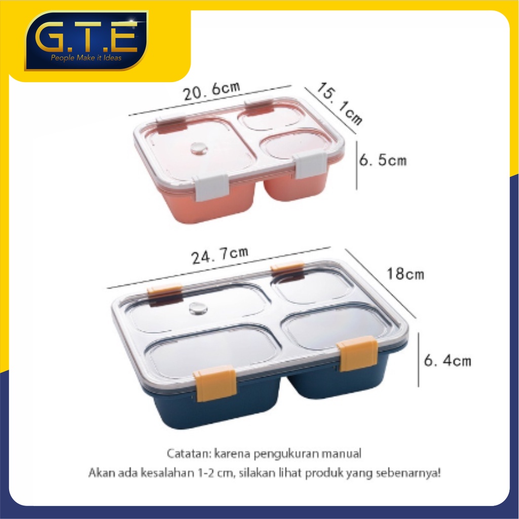 GTE | KOTAK BEKAL BERSEKAT | KOTAK BEKAL MAKAN 3 SEKAT | LUNCH BOX | BPA FREE | ANTI BOCOR