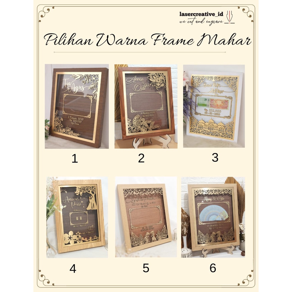 Bingkai Frame Mahar/ Seserahan Pernikahan Rustic Model Jam Dinding