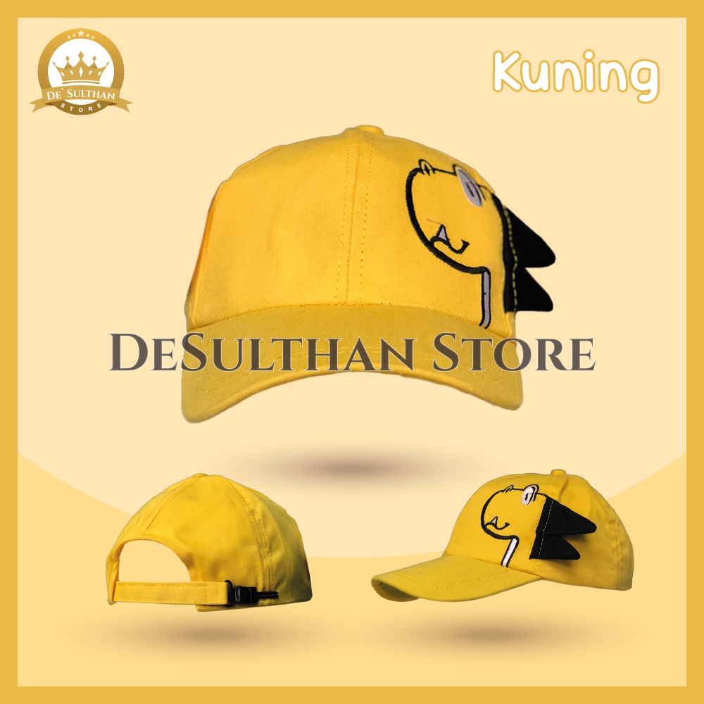 Topi Anak Laki Laki Perempuan DINOSAURUS 2 - 9 Tahun Bordir 4 Warna Karakter Kartun High Quality Unisex Dino, Hitam, Kuning, Maroon, Merah, Baseball, Bucket Dinosaurus, Pengait Rel, Original, Termurah, Terlaris, Ori, Korea-1