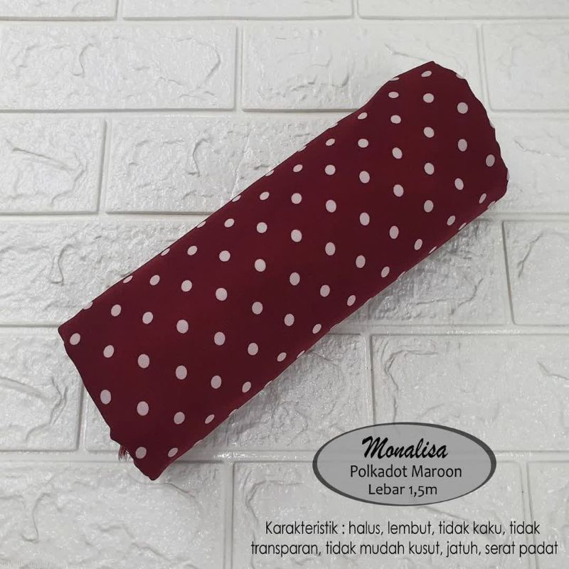 Kain Monalisa Motif Polkadot Maroon harga murah per 0.5meter