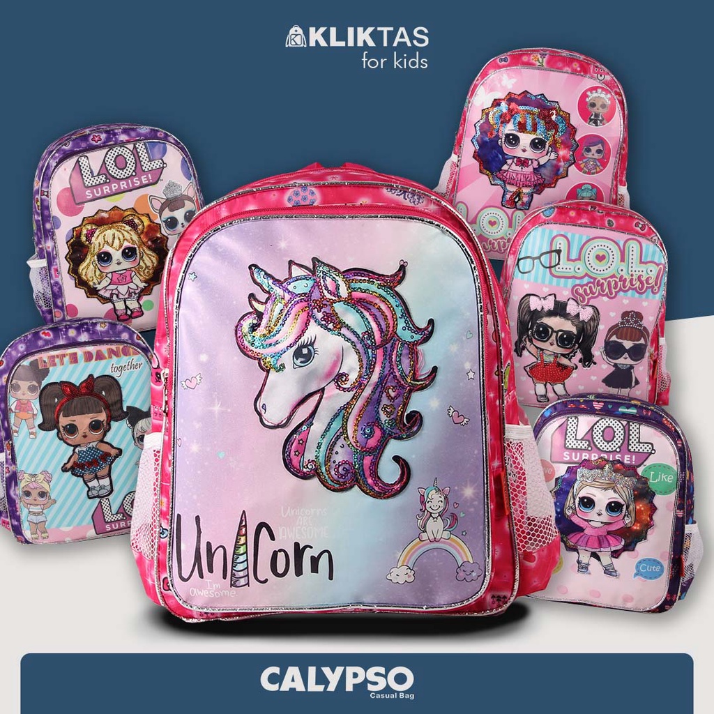 [KLIKTAS] Tas Ransel Sekolah Anak Perempuan LED Karakter LOL Calypso 3722 - Tas Backpack TK SD Perempuan