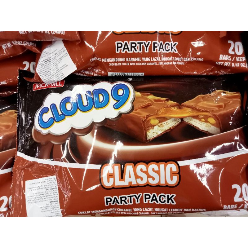 cloud 9 /cokelat karamel /nougat cokelat/cokelat nougat kacang/cokelat Malaysia/cloud 9 import/jajan