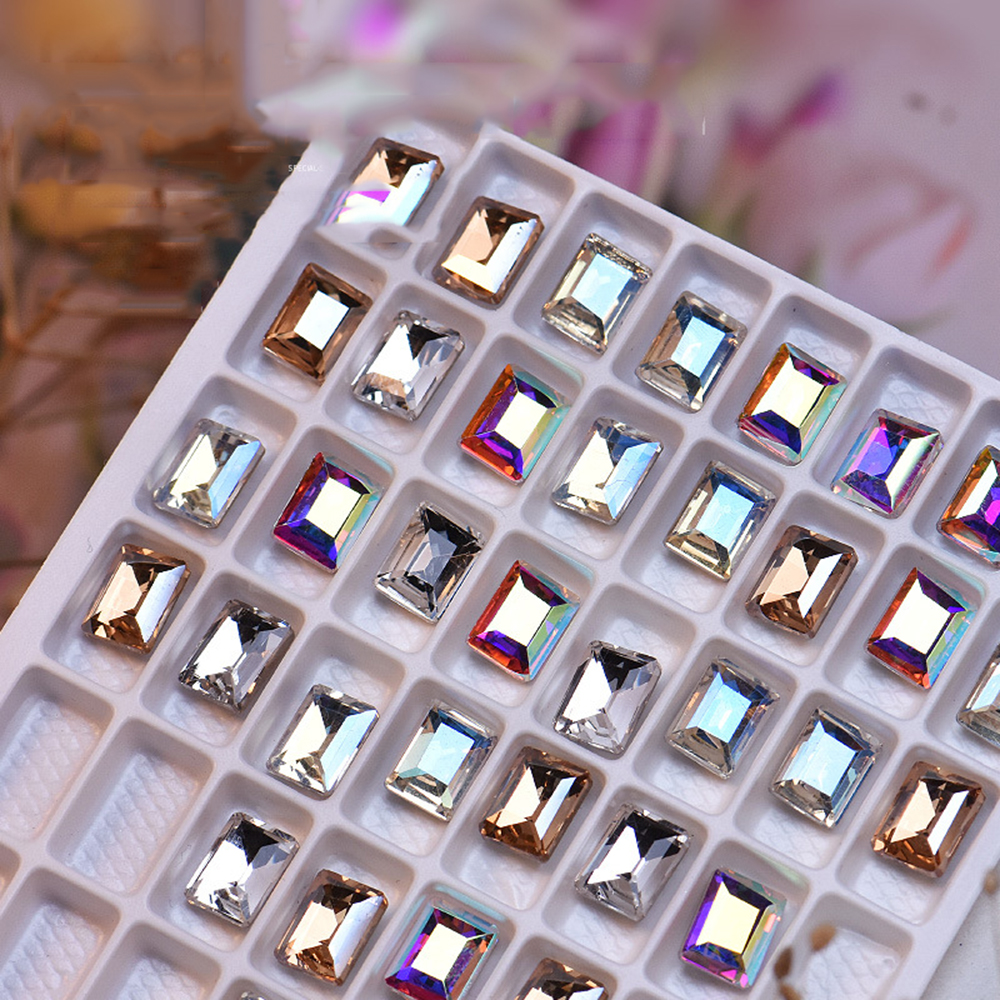 Mxbeauty 5pcs / Set Berlian Imitasi Bentuk Persegi Panjang Untuk Dekorasi Nail Art / Manicure Diy
