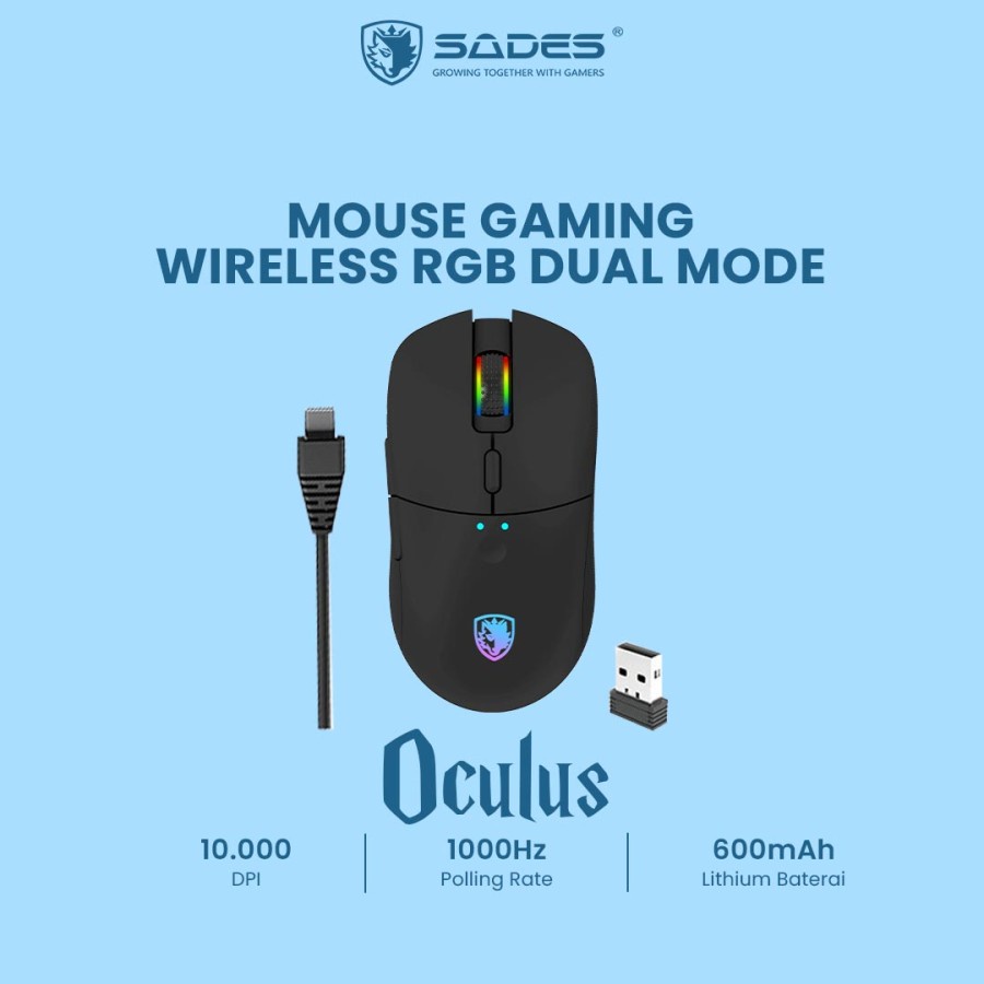 Sades Oculus S30 Mouse Gaming Wireless RGB Dual Connection