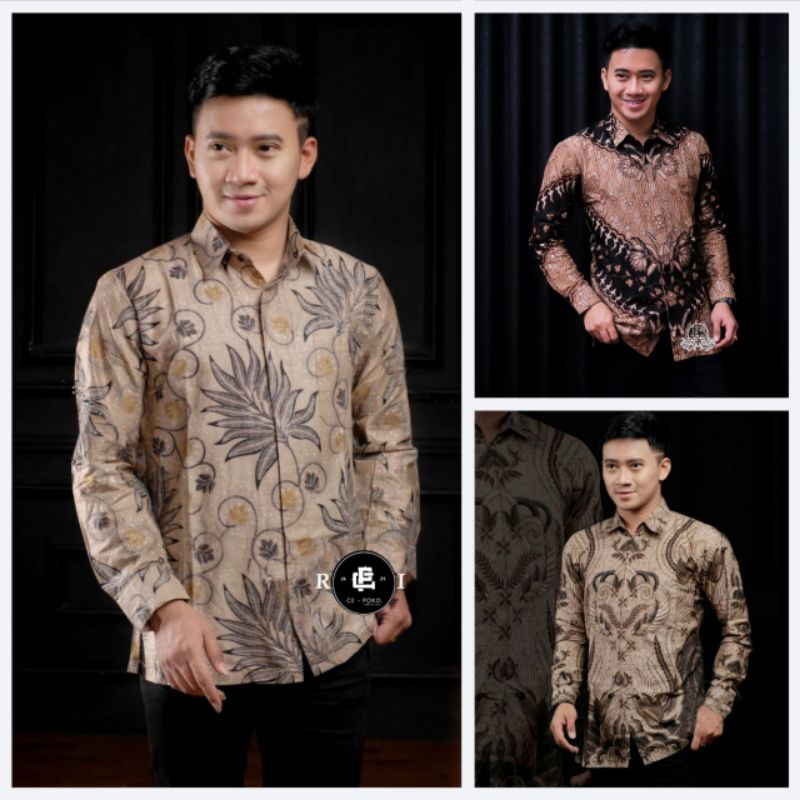 Kemeja Batik Pria Lengan Panjang Modern Kekinian Baju Seragam Kantor