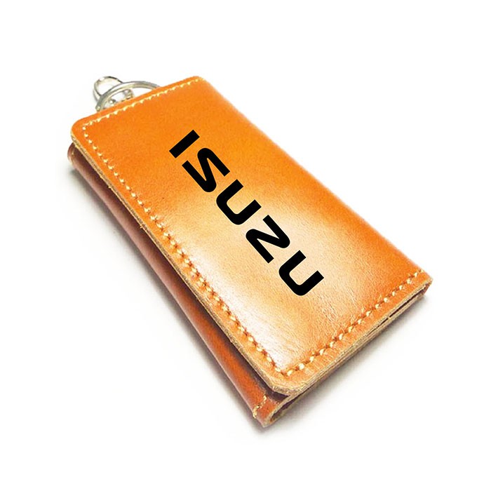 Dompet Stnk Kulit Asli Logo Isuzu Warna Coklat Tan GARANSI 1 TAHUN - Gantungan Kunci Mobil