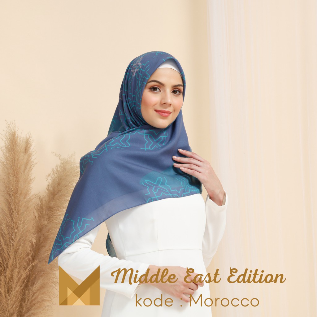 Meirista Hijab Middle East Edition Morocco | Kerudung Segi Empat Lasercut Segiempat Voal Premium Printing/Jilbab