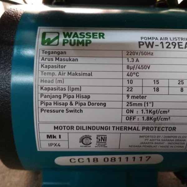 Pompa Air Dangkal Wasser PW 129EA