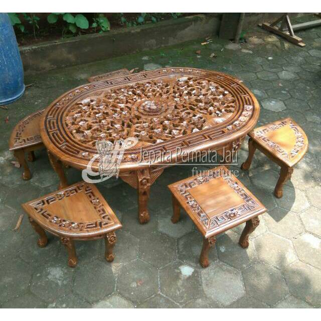 Meja osin oval jati furniture jepara