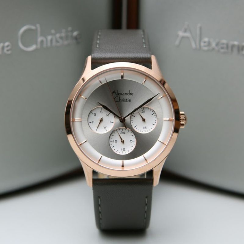 JAM TANGAN WANITA ALEXANDRE CHRISTIE ORIGINAL AC 2868 ROSEGOLD GREY